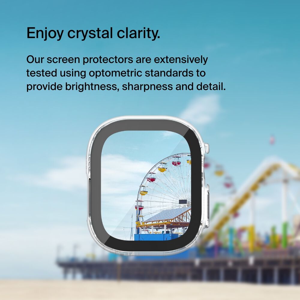 TemperedCurve 2-in-1 Treated Screen Protector + Bumper for Apple Watch Ultra/Ultra 2, Clear, hi-res